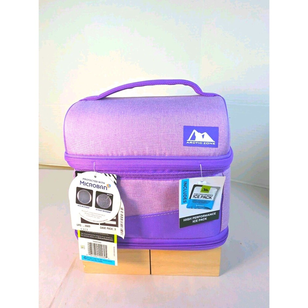 New Arctic Zone Expandable Lunch Box Bag With Ice Pack Purple